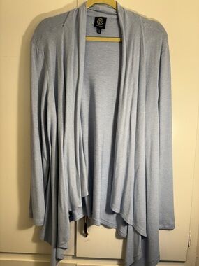 bobeau Light Blue Draped Open-Front Cardigan